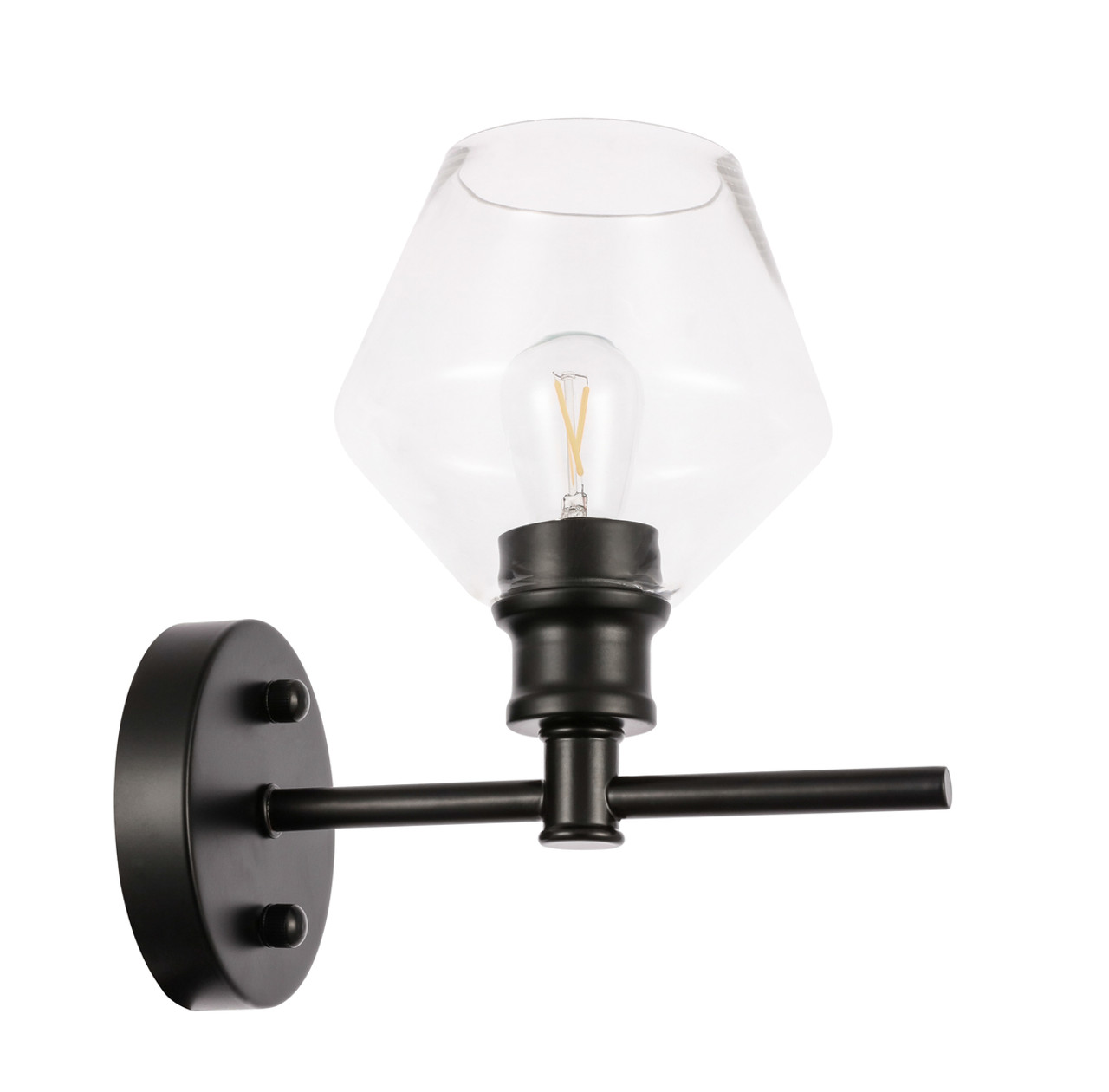 Living District LD2308BK Gene 1 light Black and Clear glass Wall sconce