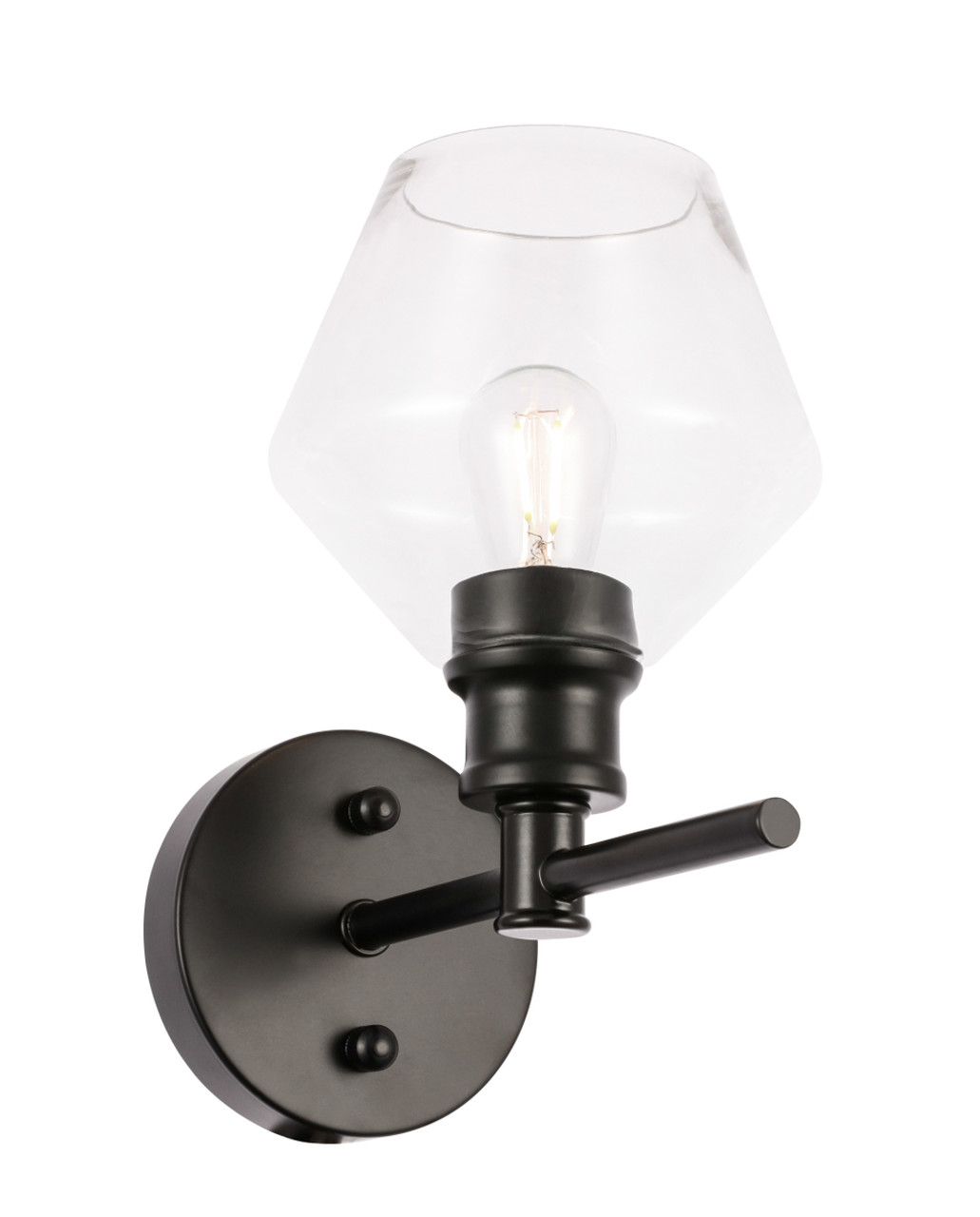 Living District LD2308BK Gene 1 light Black and Clear glass Wall sconce