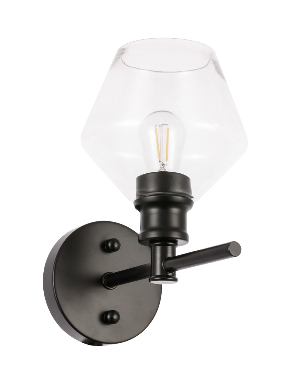 Living District LD2308BK Gene 1 light Black and Clear glass Wall sconce