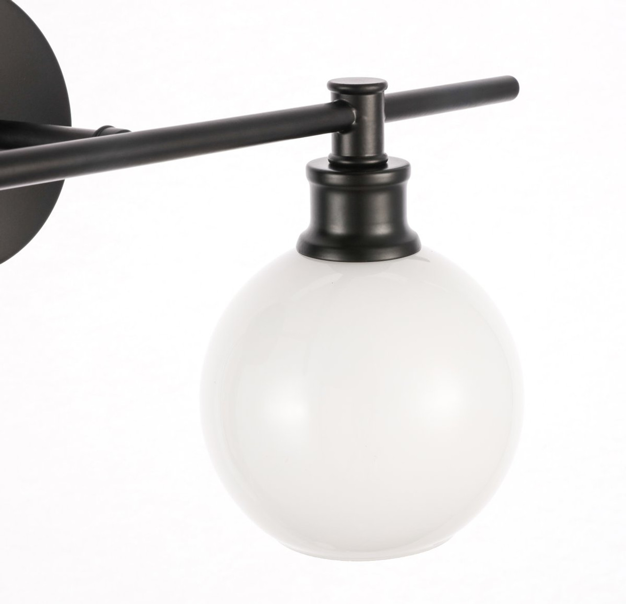 Living District LD2303BK Collier 1 light Black and Frosted white glass right Wall sconce