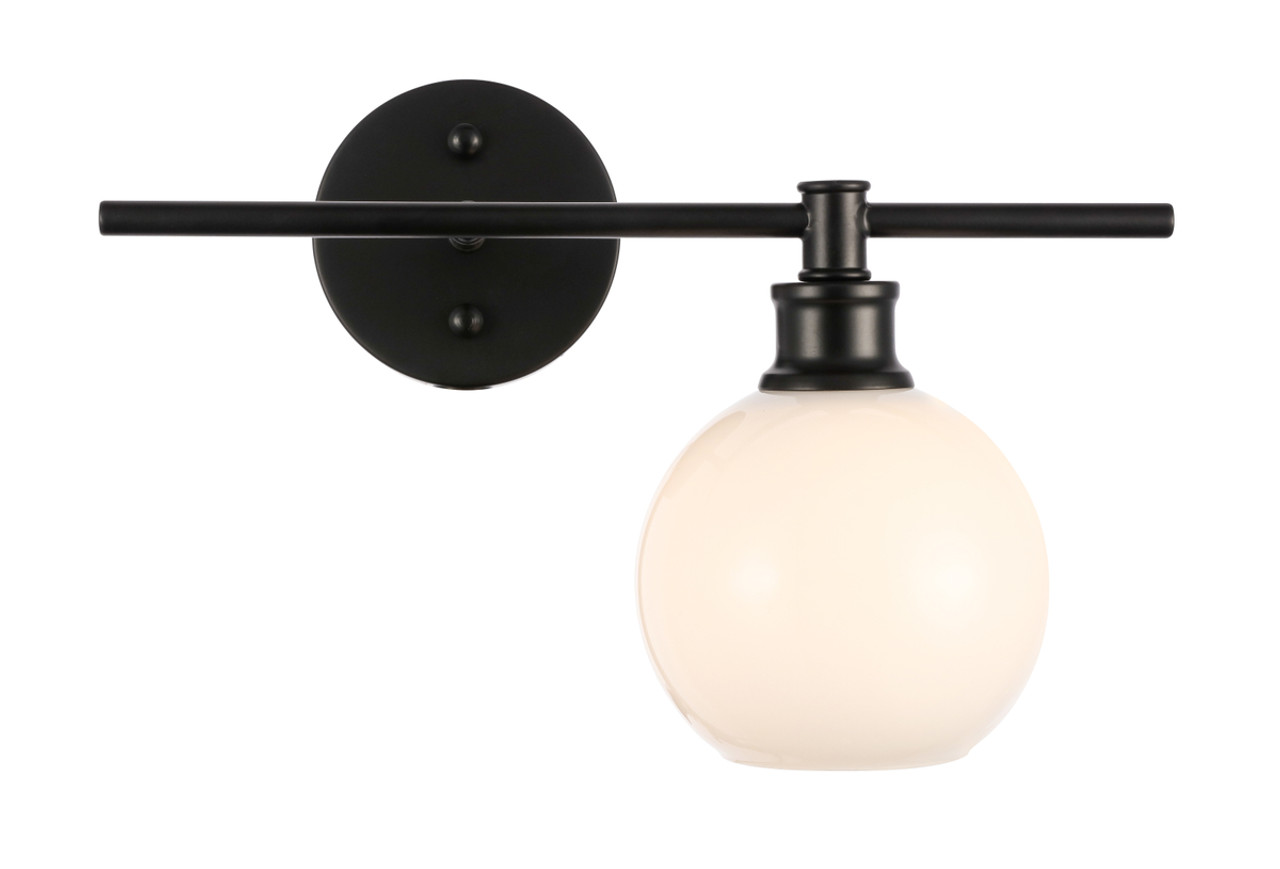 Living District LD2303BK Collier 1 light Black and Frosted white glass right Wall sconce