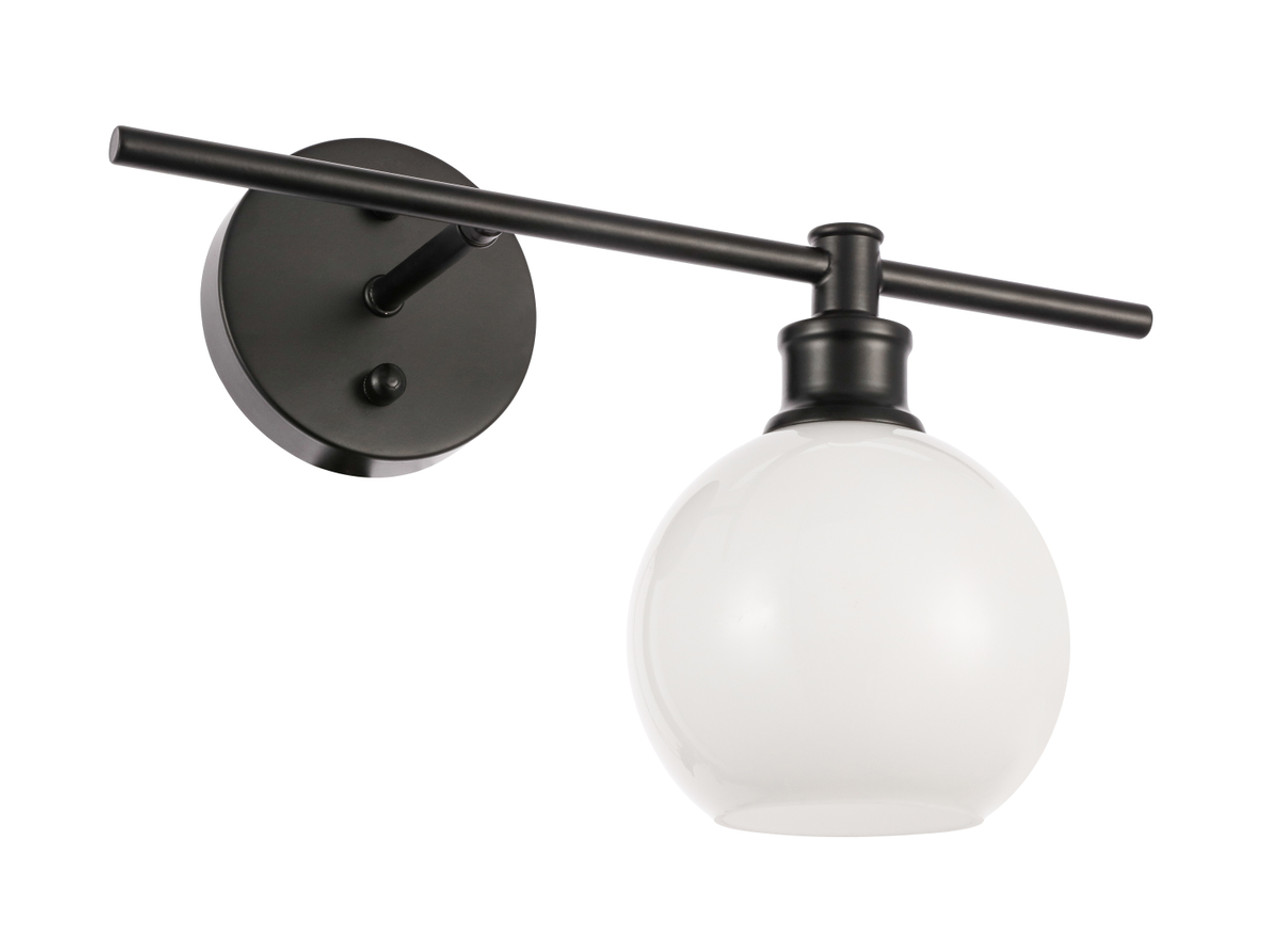 Living District LD2303BK Collier 1 light Black and Frosted white glass right Wall sconce