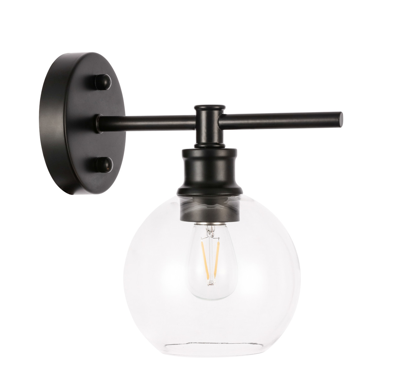 Living District LD2310BK Collier 1 light Black and Clear glass Wall sconce