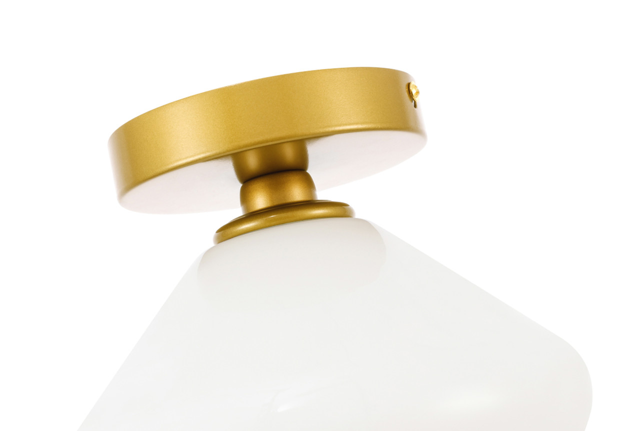 Living District LD2255BR Gene 1 light Brass and Frosted white glass Flush mount