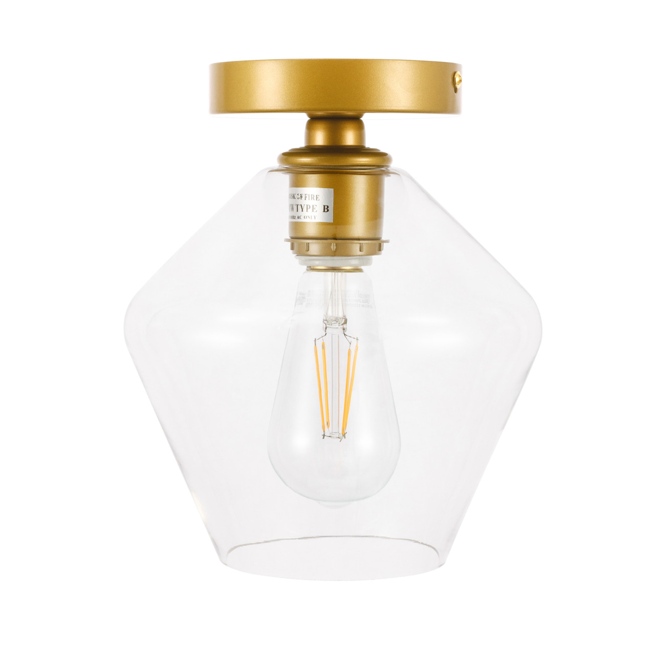 Living District LD2254BR Gene 1 light Brass and Clear glass Flush mount