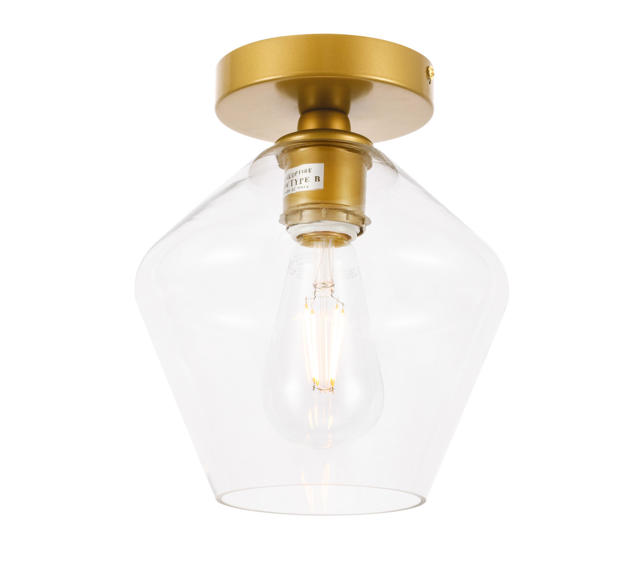 Living District LD2254BR Gene 1 light Brass and Clear glass Flush mount