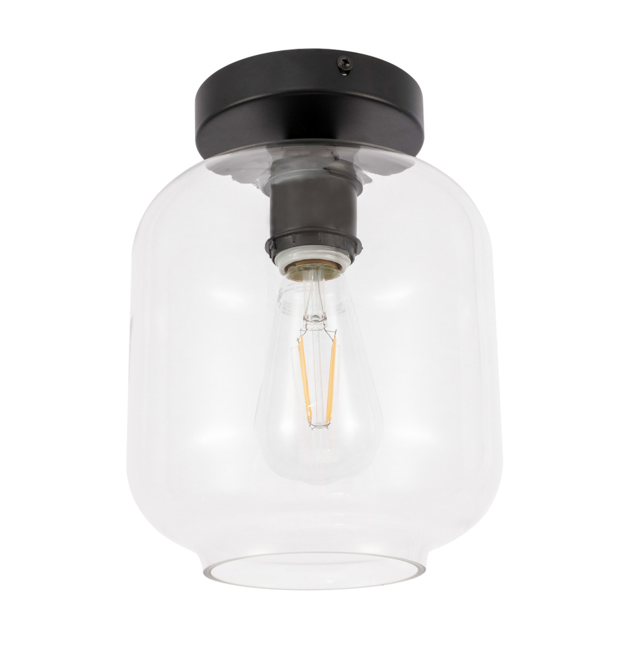 Living District LD2270BK Collier 1 light Black and Clear glass Flush mount