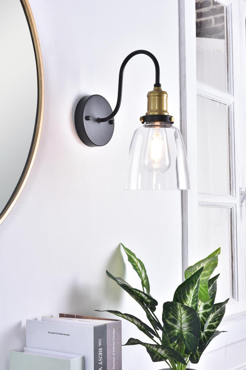 Living District LD4013W6BRB Felicity 1 light brass and black Wall Sconce