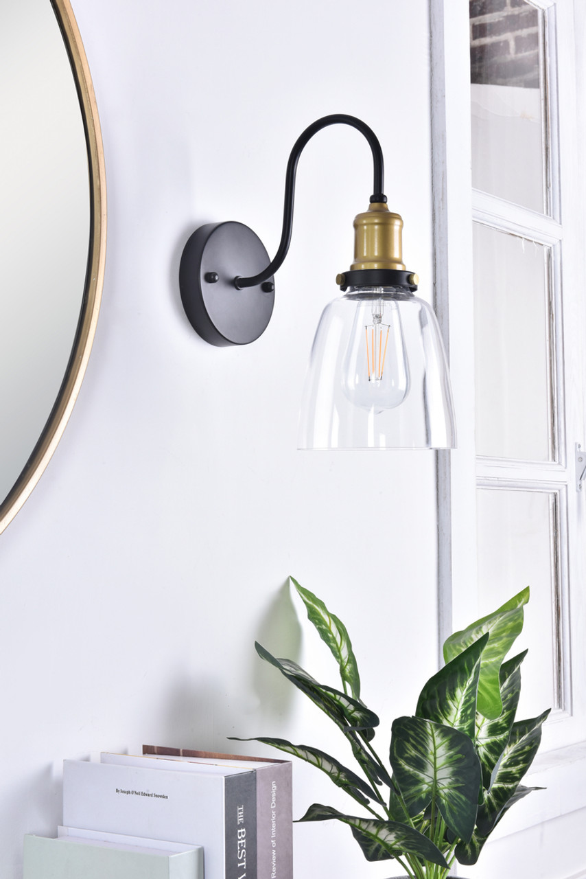 Living District LD4013W6BRB Felicity 1 light brass and black Wall Sconce