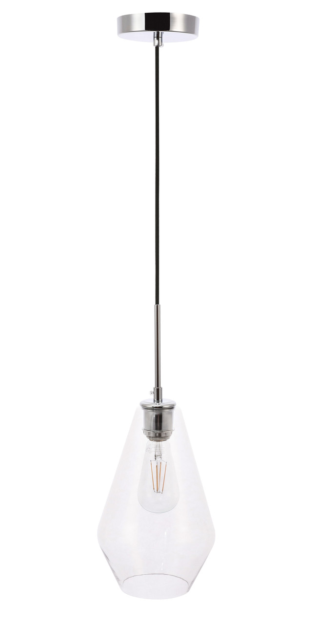 Living District LD2260C Gene 1 light Chrome and Clear glass pendant