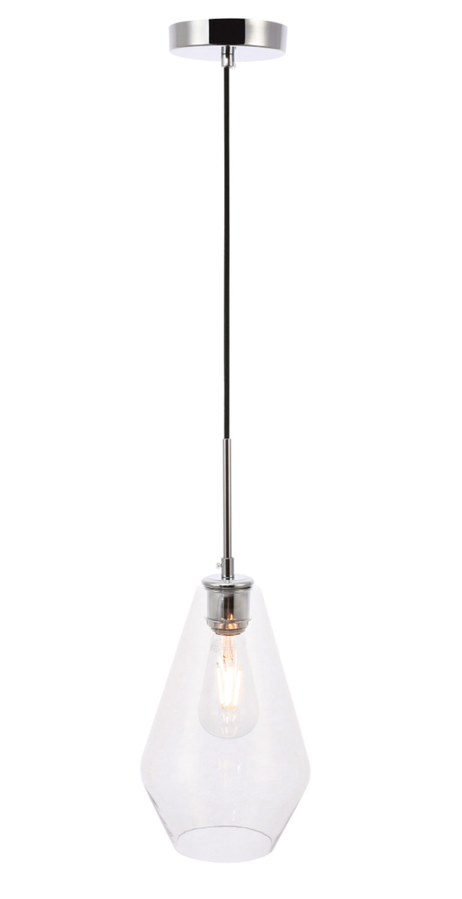 Living District LD2260C Gene 1 light Chrome and Clear glass pendant