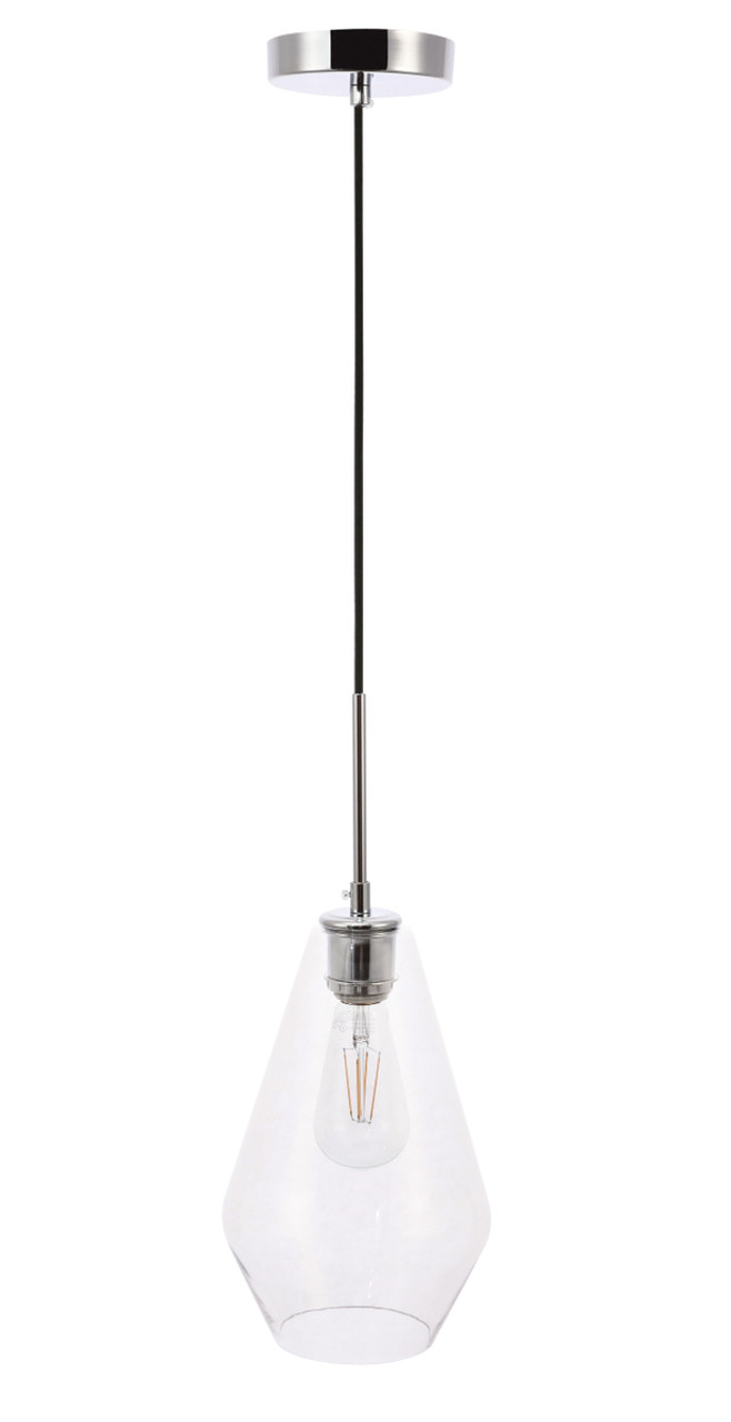 Living District LD2260C Gene 1 light Chrome and Clear glass pendant