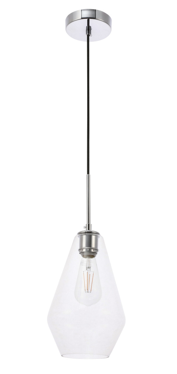 Living District LD2260C Gene 1 light Chrome and Clear glass pendant