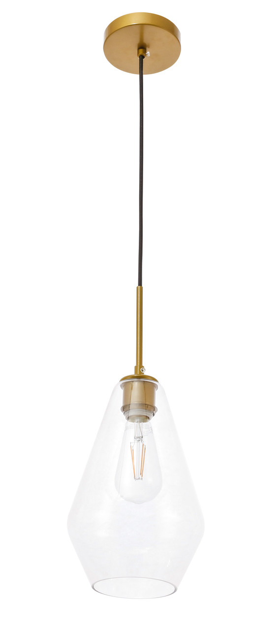 Living District LD2260BR Gene 1 light Brass and Clear glass pendant