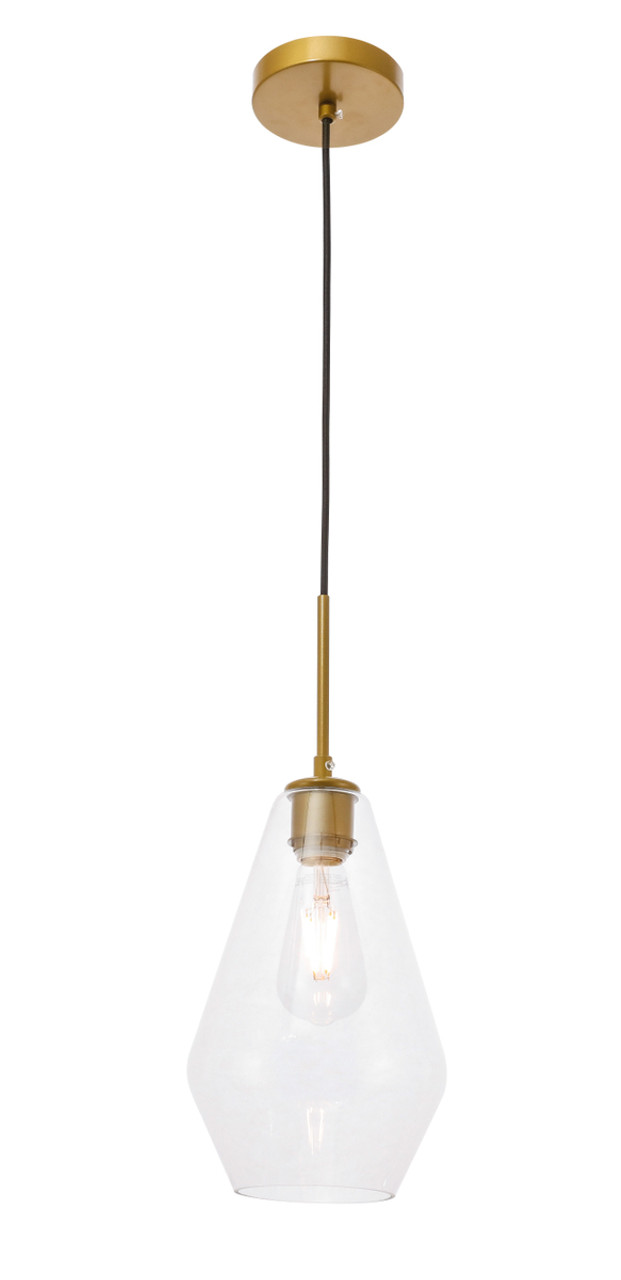 Living District LD2260BR Gene 1 light Brass and Clear glass pendant