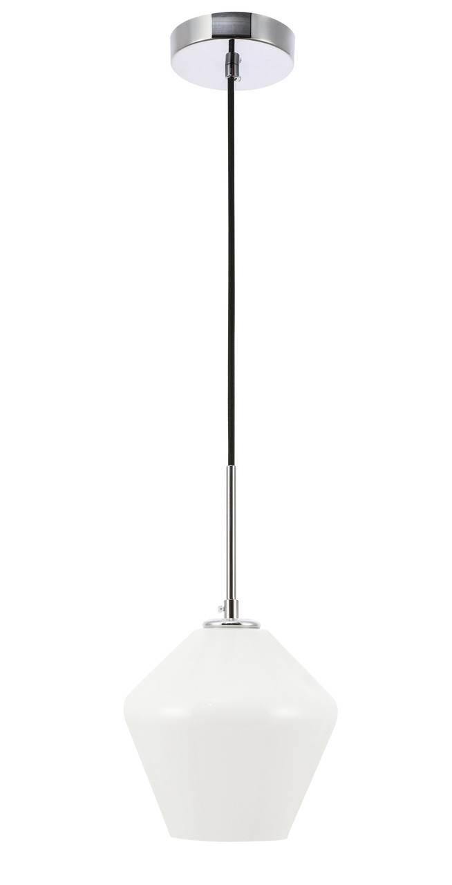 Living District LD2257C Gene 1 light Chrome and Frosted white glass pendant