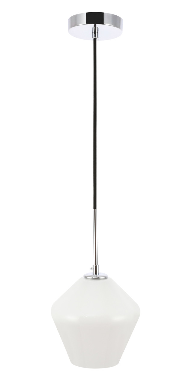Living District LD2257C Gene 1 light Chrome and Frosted white glass pendant