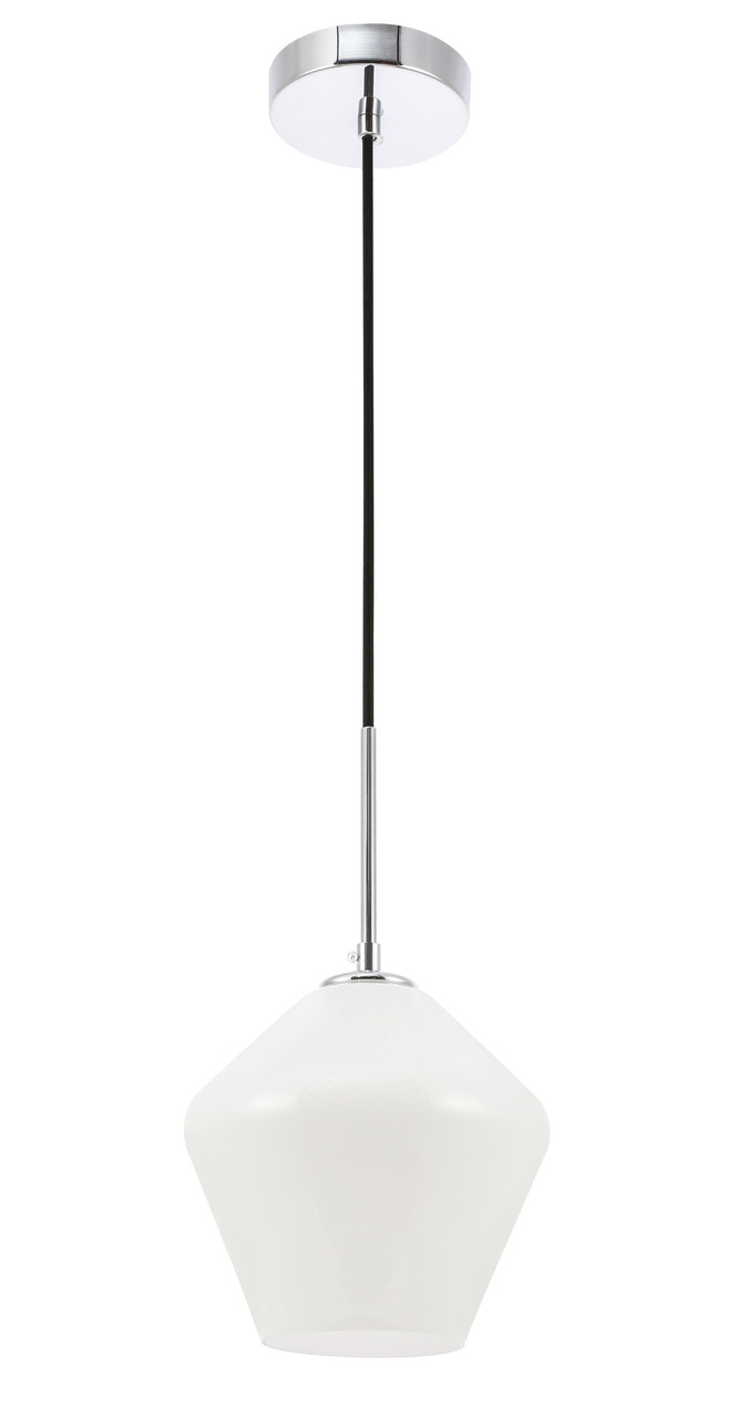 Living District LD2257C Gene 1 light Chrome and Frosted white glass pendant