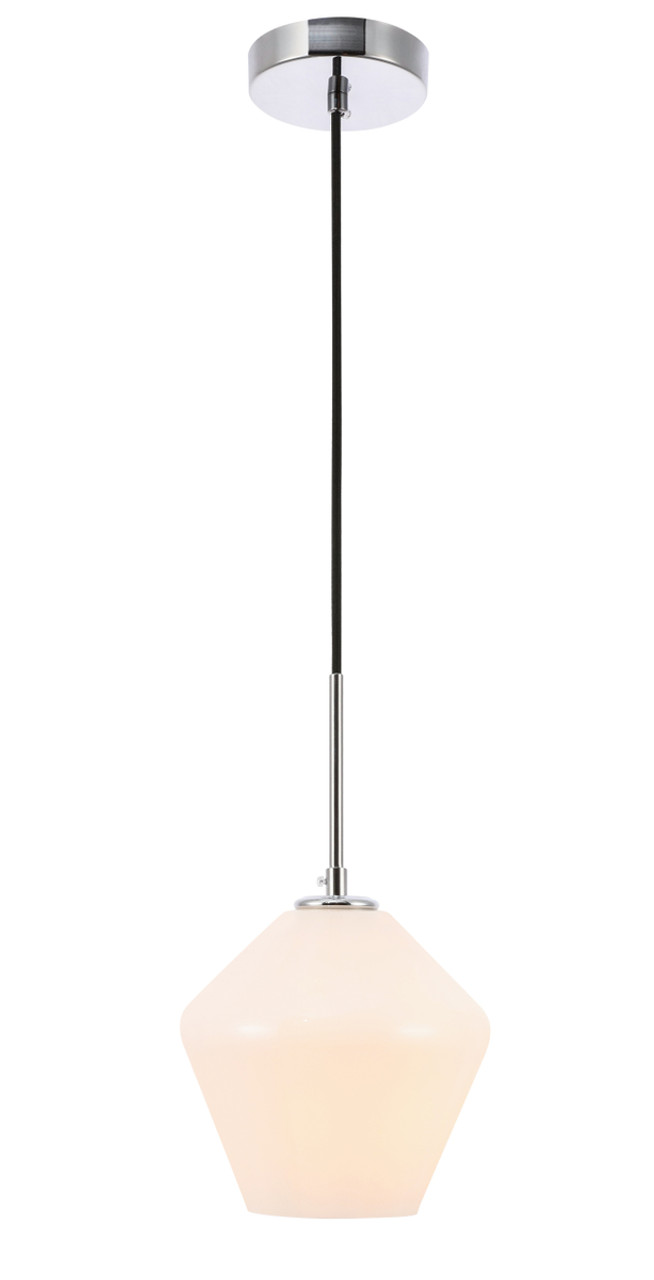 Living District LD2257C Gene 1 light Chrome and Frosted white glass pendant