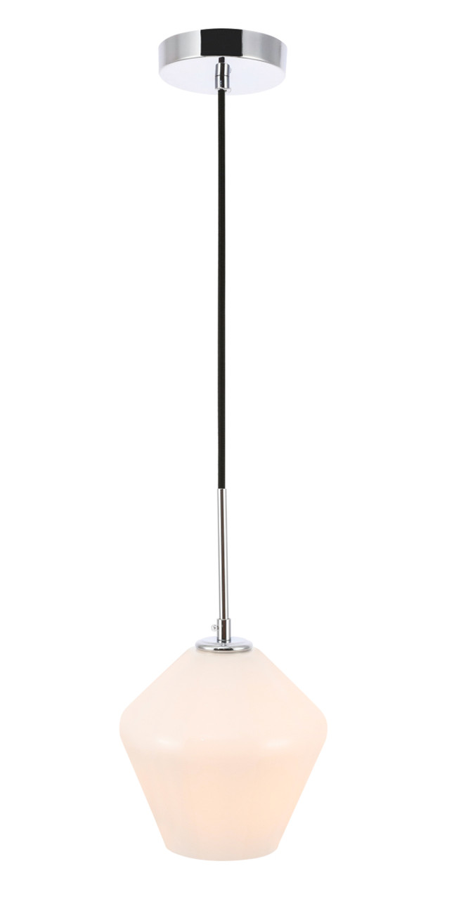 Living District LD2257C Gene 1 light Chrome and Frosted white glass pendant