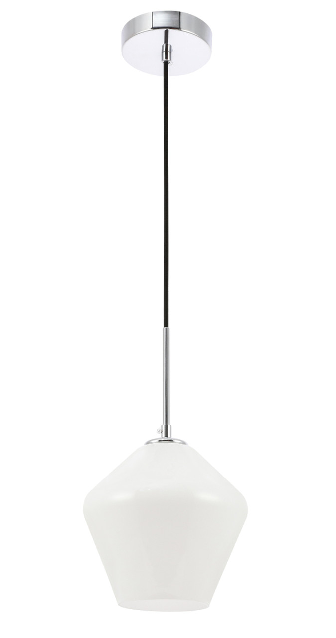 Living District LD2257C Gene 1 light Chrome and Frosted white glass pendant