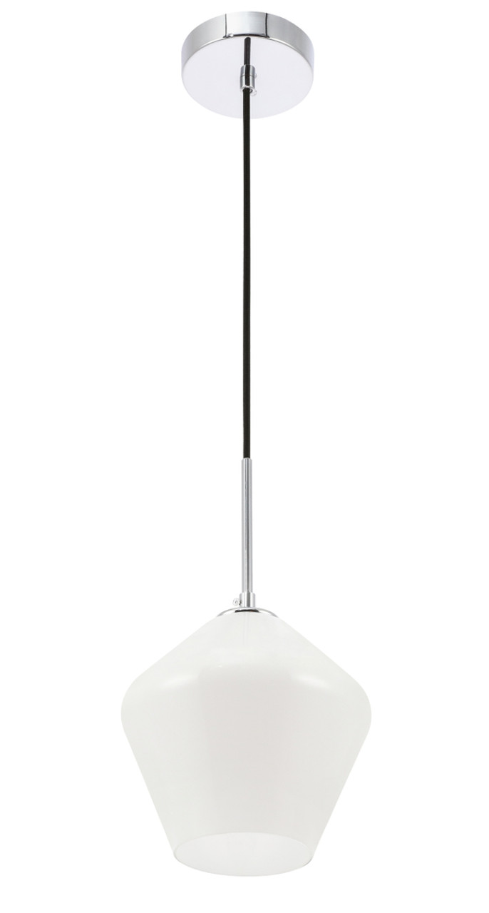 Living District LD2257C Gene 1 light Chrome and Frosted white glass pendant