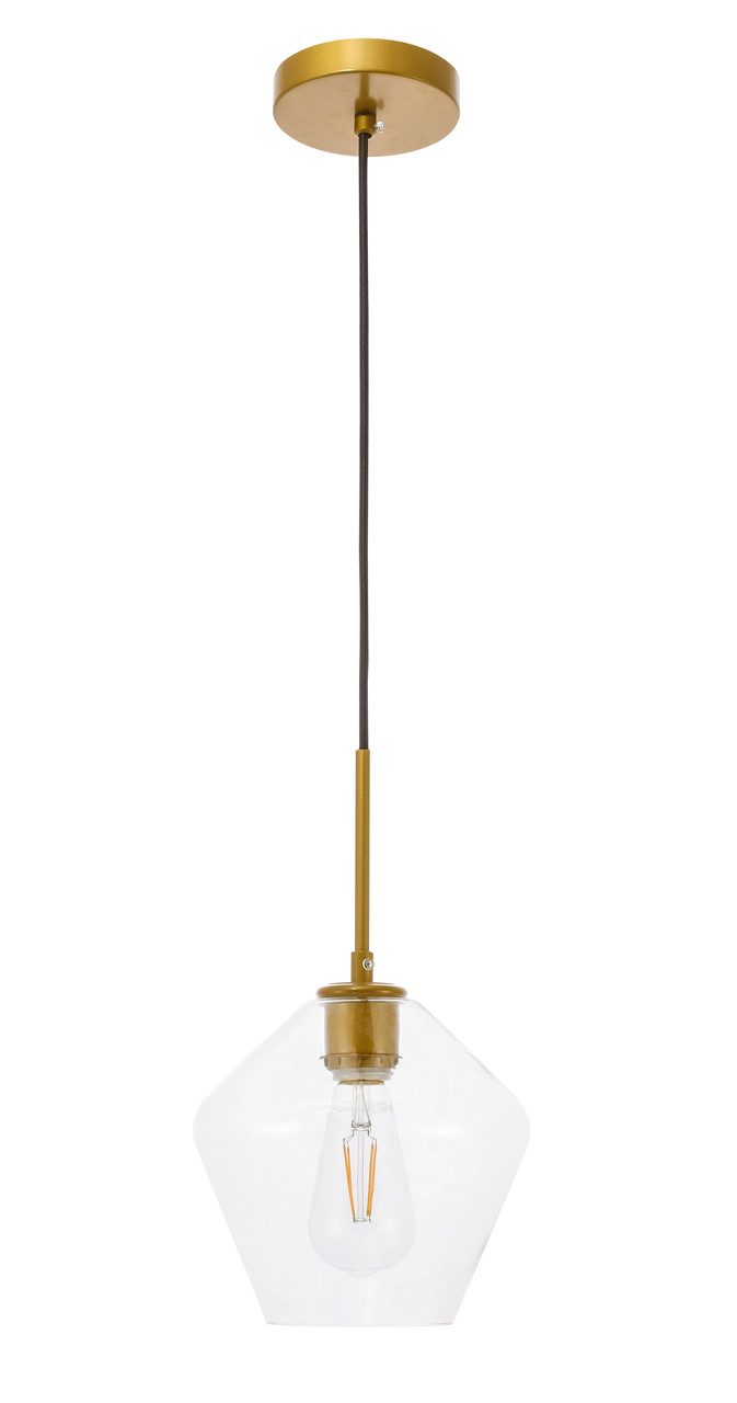 Living District LD2256BR Gene 1 light Brass and Clear glass pendant