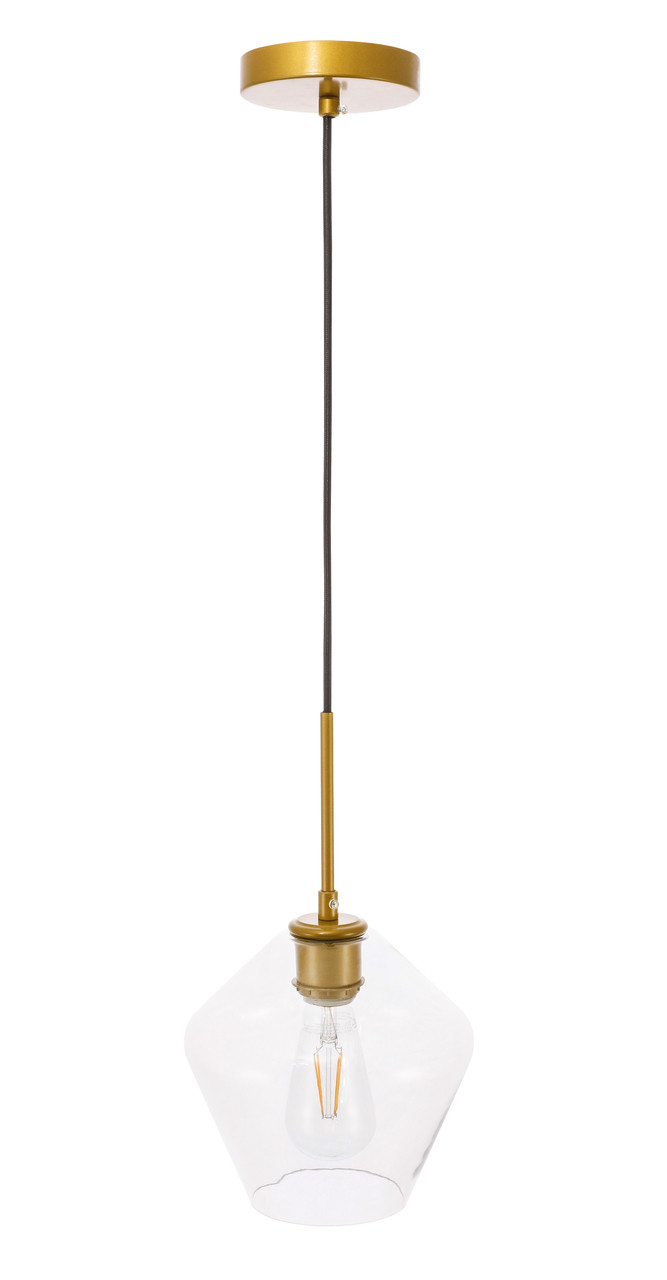 Living District LD2256BR Gene 1 light Brass and Clear glass pendant