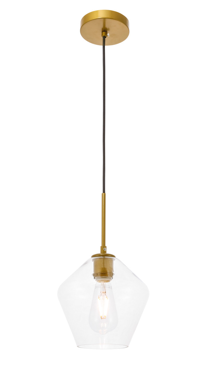 Living District LD2256BR Gene 1 light Brass and Clear glass pendant