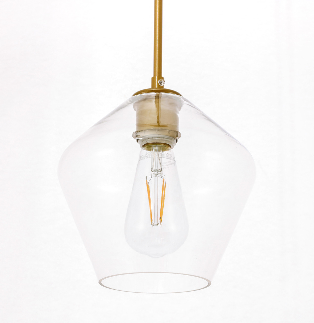 Living District LD2256BR Gene 1 light Brass and Clear glass pendant