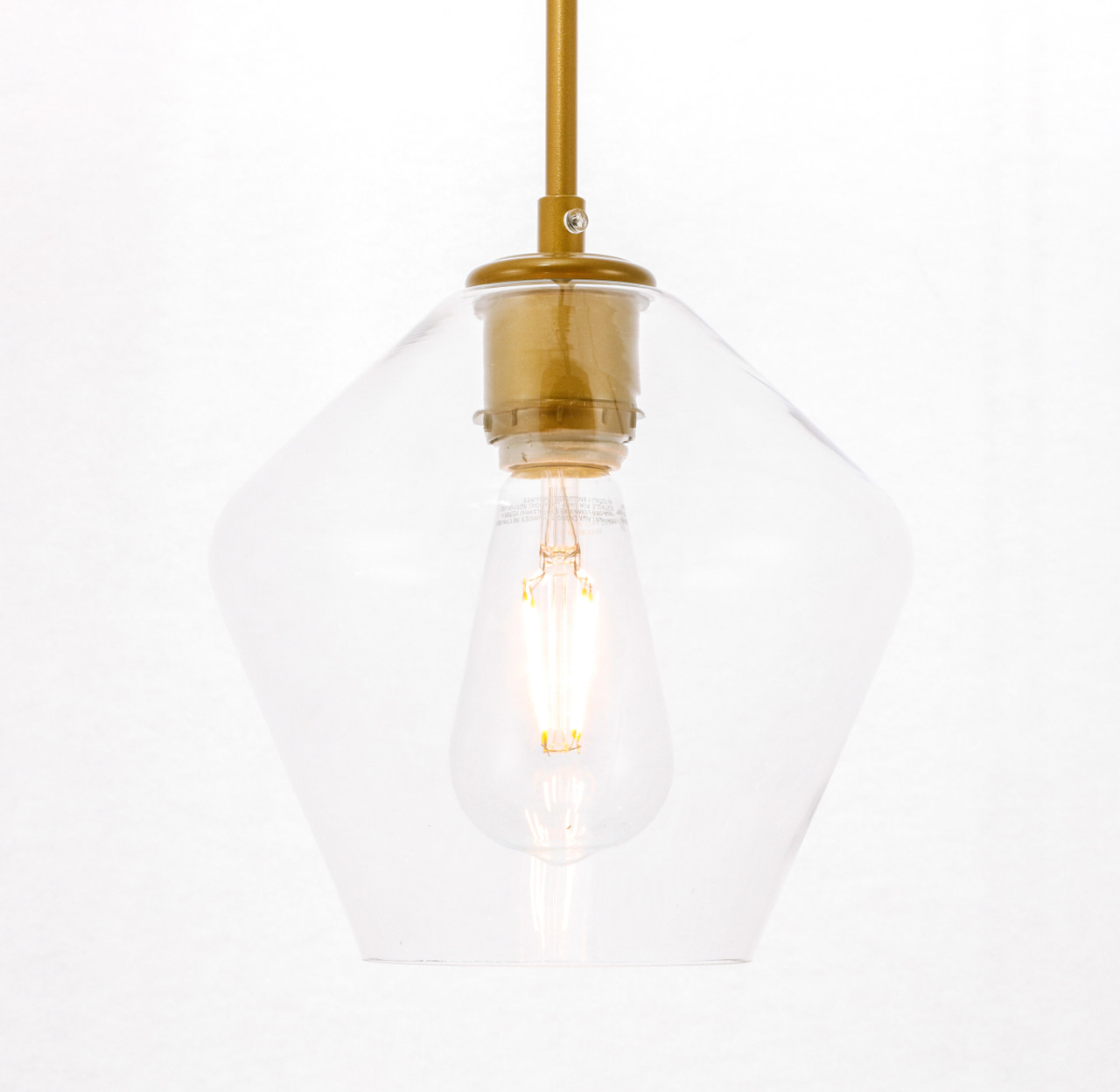 Living District LD2256BR Gene 1 light Brass and Clear glass pendant