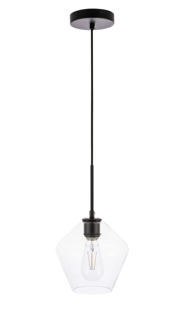 Living District LD2256BK Gene 1 light Black and Clear glass pendant