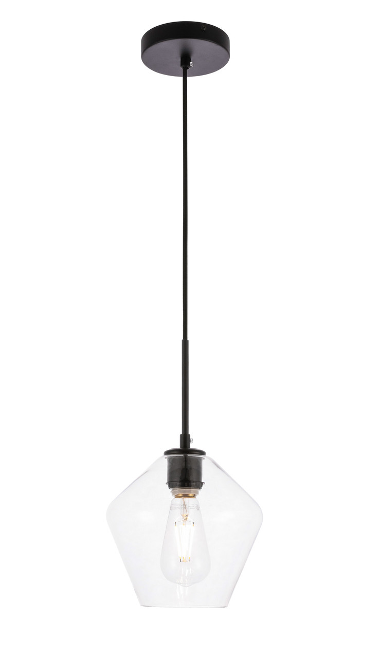 Living District LD2256BK Gene 1 light Black and Clear glass pendant