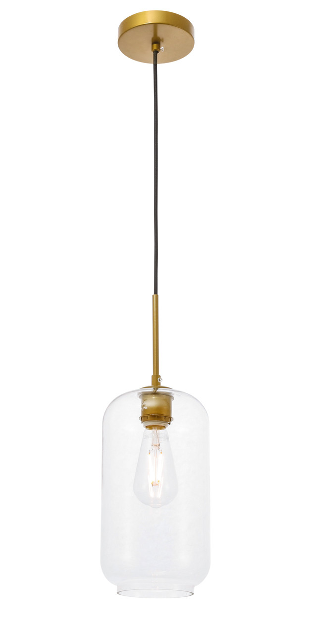 Living District LD2276BR Collier 1 light Brass and Clear glass pendant