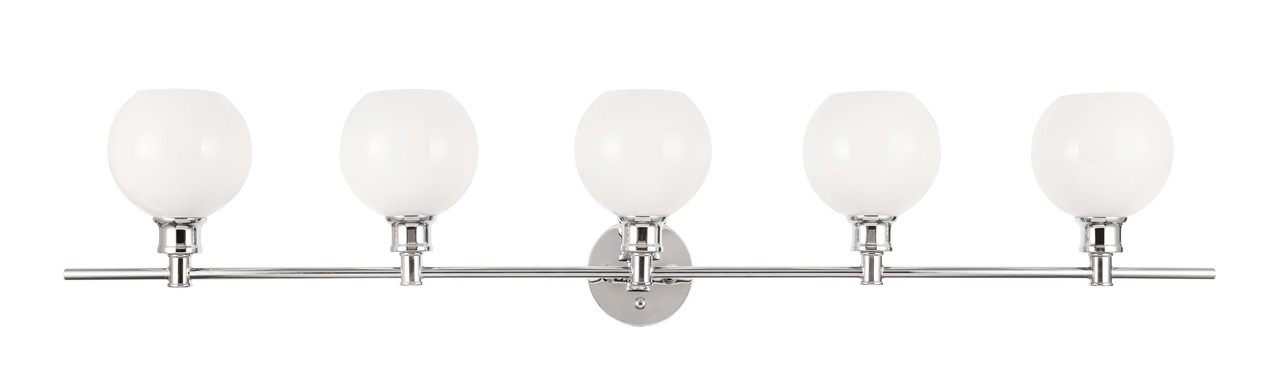 Living District LD2327C Collier 5 light Chrome and Frosted white glass Wall sconce