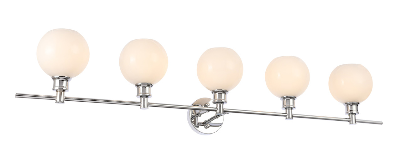 Living District LD2327C Collier 5 light Chrome and Frosted white glass Wall sconce