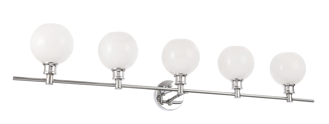 Living District LD2327C Collier 5 light Chrome and Frosted white glass Wall sconce