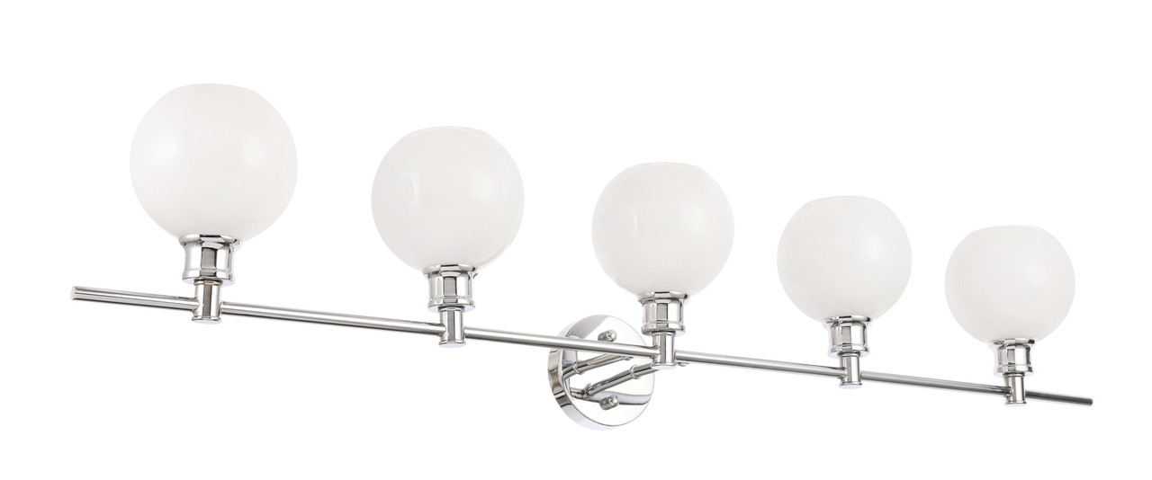 Living District LD2327C Collier 5 light Chrome and Frosted white glass Wall sconce