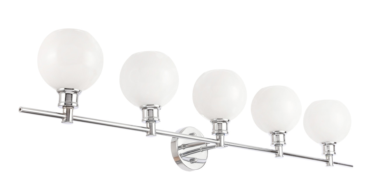 Living District LD2327C Collier 5 light Chrome and Frosted white glass Wall sconce