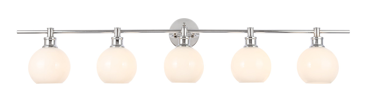 Living District LD2327C Collier 5 light Chrome and Frosted white glass Wall sconce