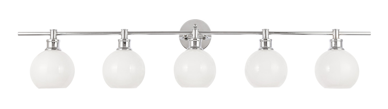 Living District LD2327C Collier 5 light Chrome and Frosted white glass Wall sconce