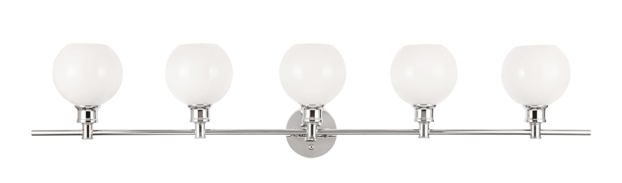 Living District LD2327C Collier 5 light Chrome and Frosted white glass Wall sconce