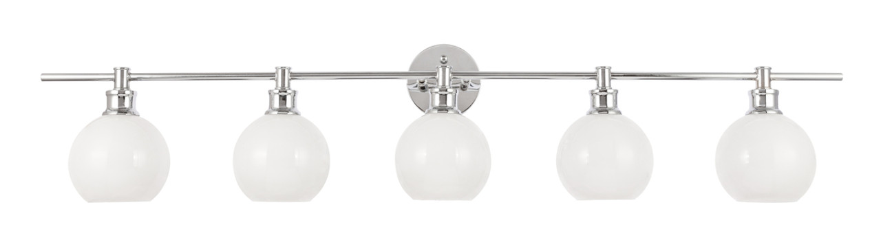 Living District LD2327C Collier 5 light Chrome and Frosted white glass Wall sconce