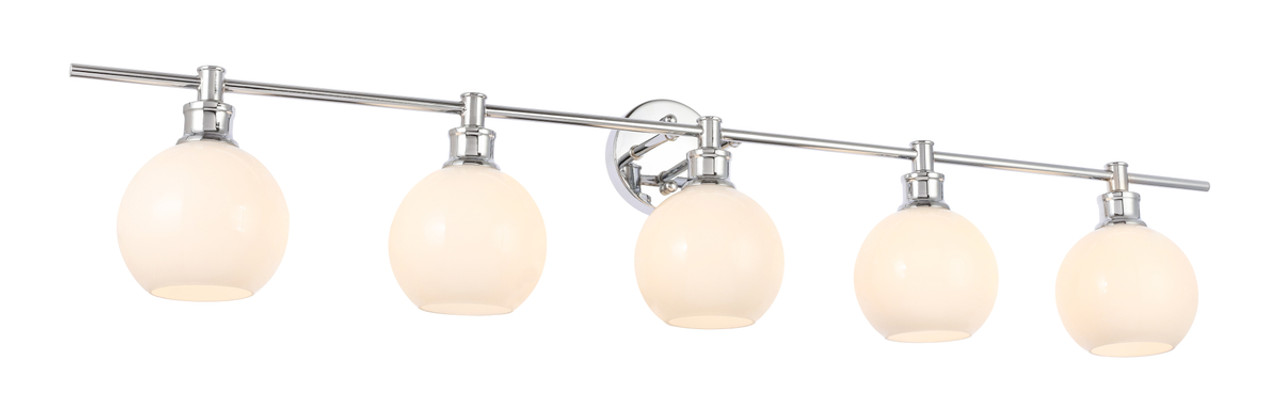 Living District LD2327C Collier 5 light Chrome and Frosted white glass Wall sconce