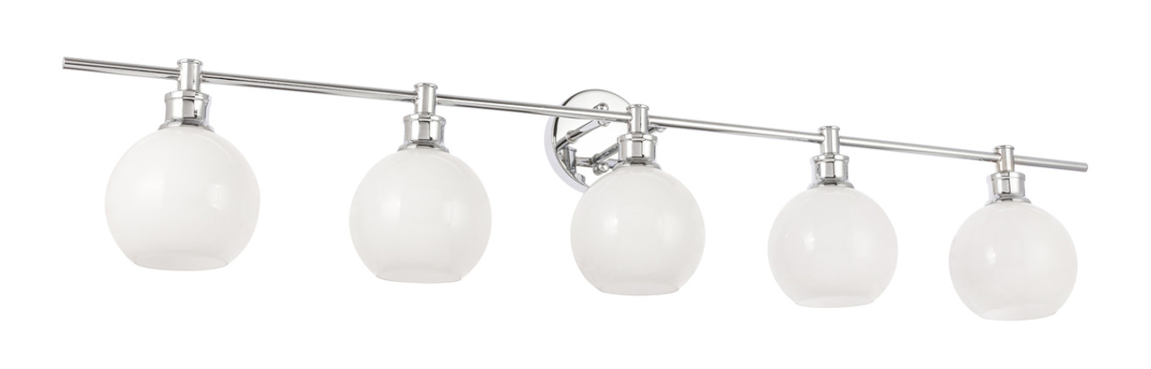 Living District LD2327C Collier 5 light Chrome and Frosted white glass Wall sconce