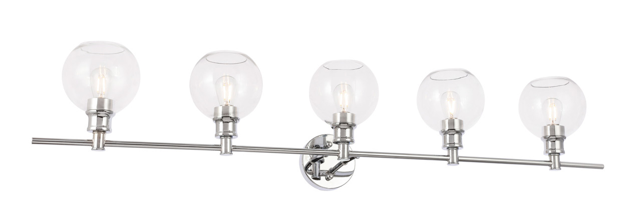 Living District LD2326C Collier 5 light Chrome and Clear glass Wall sconce