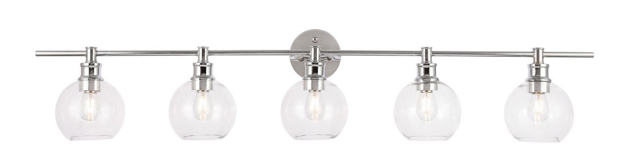 Living District LD2326C Collier 5 light Chrome and Clear glass Wall sconce