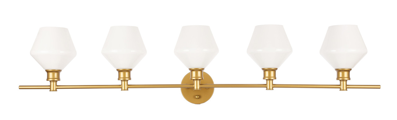 Living District LD2325BR Gene 5 light Brass and Frosted white glass Wall sconce