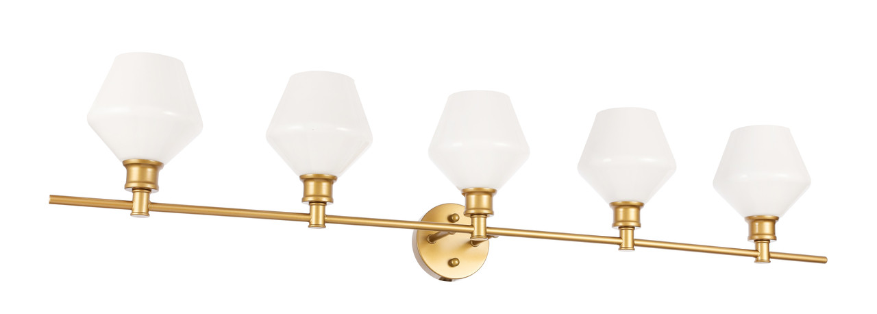 Living District LD2325BR Gene 5 light Brass and Frosted white glass Wall sconce