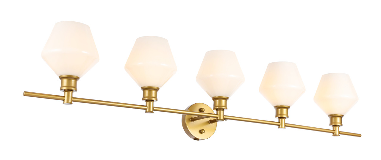 Living District LD2325BR Gene 5 light Brass and Frosted white glass Wall sconce